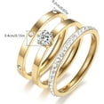 thumbnail image 2 of Rings for Women, Gold Rings with Heart Round Cubic Zirconia Moissanite Ring 3 in 1 Set 18K Gold Plated Stainless Steel Stackable Rings for Women Size 5-10, 2 of 9
