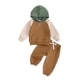 thumbnail image 1 of Gupgi Baby Boy Fall Outfits 2Pcs Long Sleeve Contrast Color Hoodies + Pants Set Toddler Spring Clothes, 1 of 9