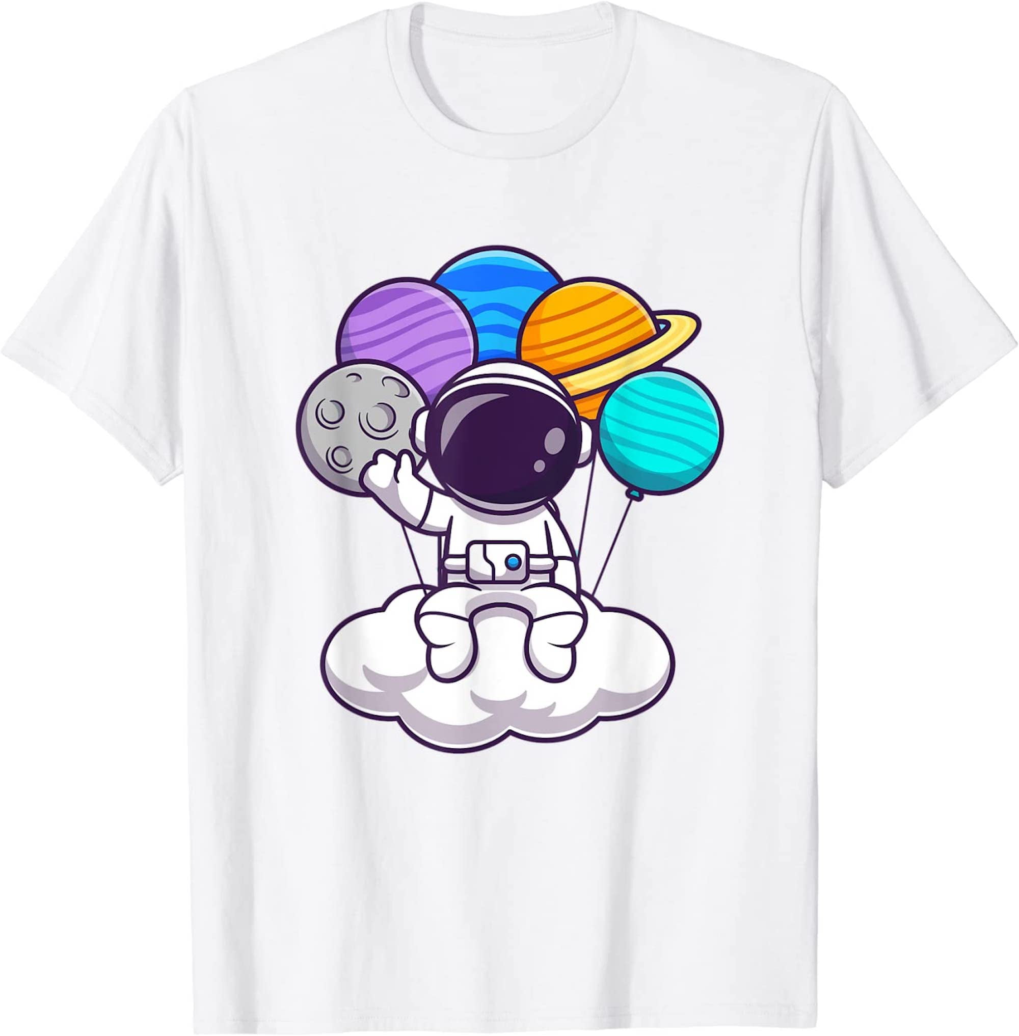 leje samtidig Kosciuszko Astronaut Sitting on Cloud and Flying with Planet Balloons T-Shirt -  Walmart.com