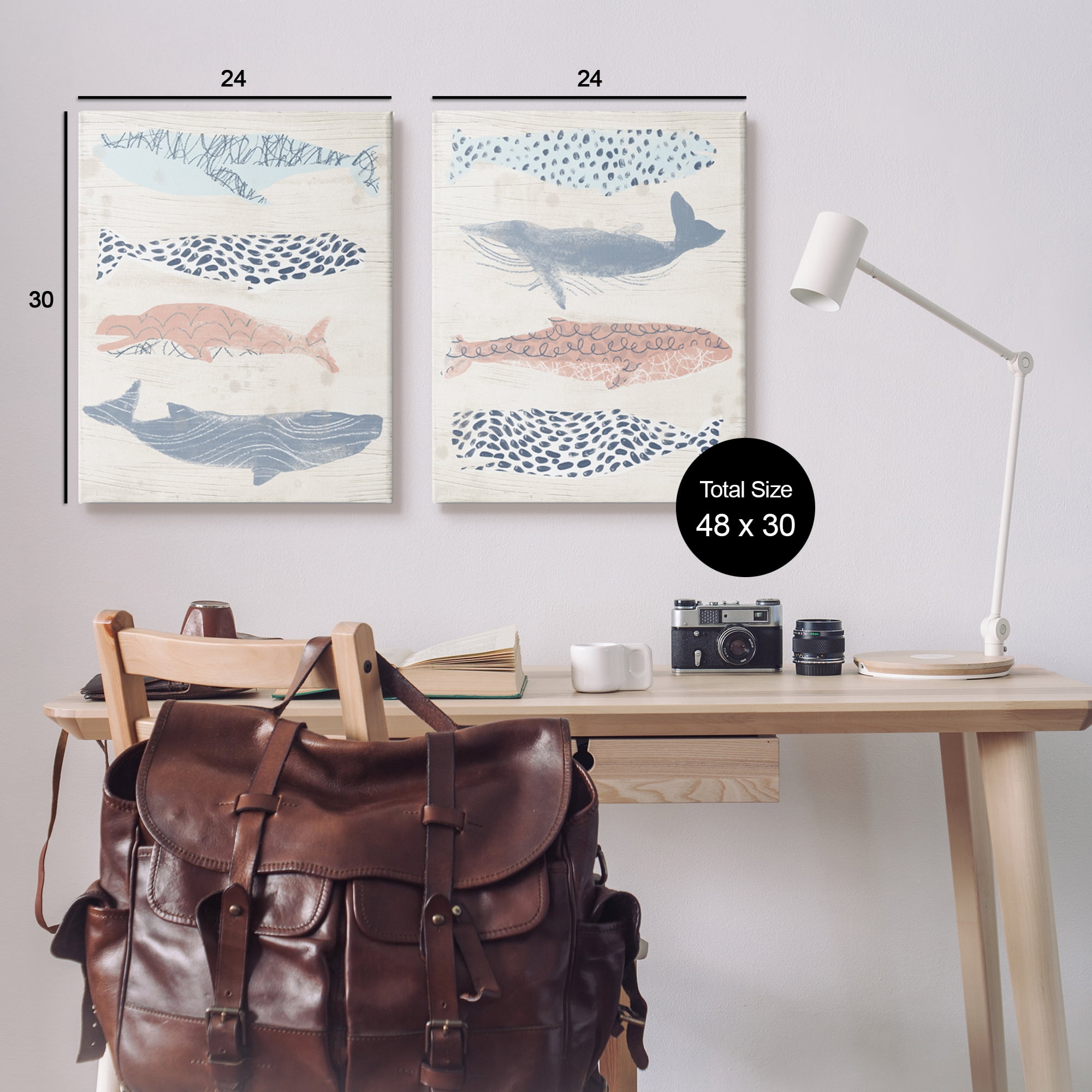 Stupell Industries Rustic Patterned Sea Life Animals & Insects Painting Gallery Wrapped Canvas Art Print Wall Art, 24 x 30, Set of 2