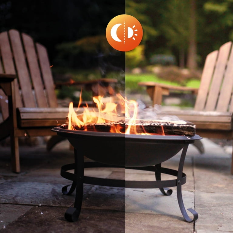 Cozi 20" Wood Burning Fire Pit with Iron Net and Cover Lid for Backyard and Camping