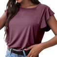 thumbnail image 4 of QASIEATN Women's Trendy Essentials Clothing: Delicate Sleeve Tee Neck Casual Solid Color Blouse Fall Fashion Outfits for Women, 4 of 6