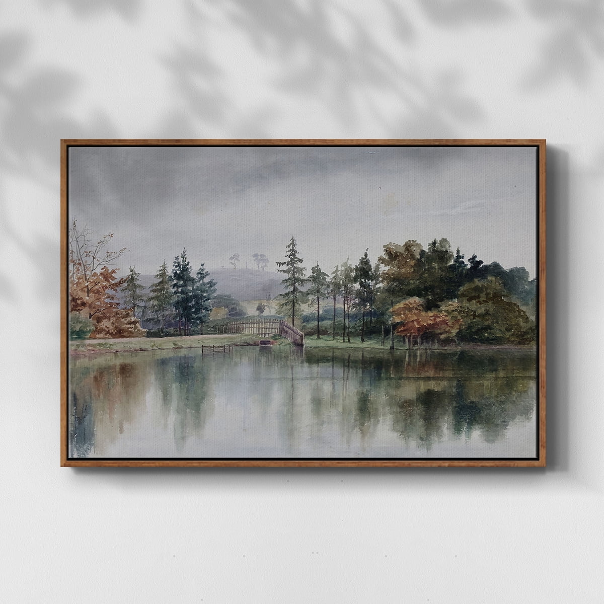 Vintage Landscape-XXI By Wexford Home Framed in Walnut Wood Gallery Wrapped Canvas 27 in. x 41 in.