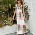 thumbnail image 3 of Vestido Largo Sin Mangas Para Mujer, Geometric Grid Traje Informal Para Cumpleaños, Verano, 3 of 5