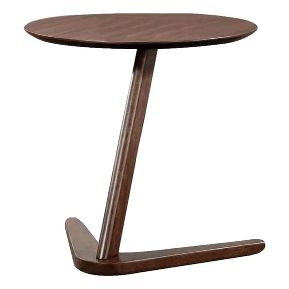 Mena Accent Side End Table-20 Inch Round Top-Walnut Brown Solid Wood