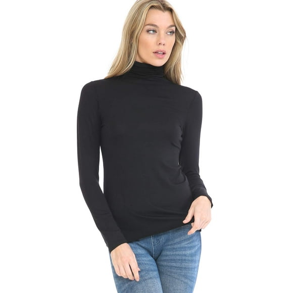 MINEFREE Women's Lightweight Long Sleeve Turtleneck Top Pullover Sweater Black 2XL