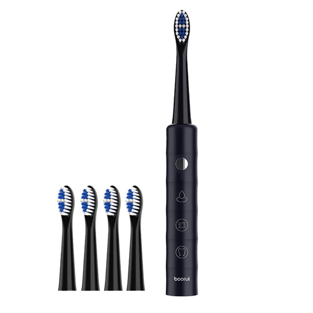 Smart Electric Toothbrush with 6 Modes & 4 Brush Heads, USB Rechargeable, Built-In 2-Minute Timer for Adults & Kids