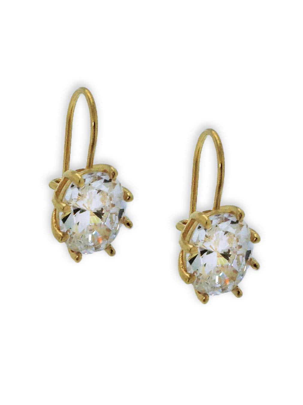 Oval Cz Drop Earrings Sterling Silver Yellow Gold Plated 8X10 925 ...