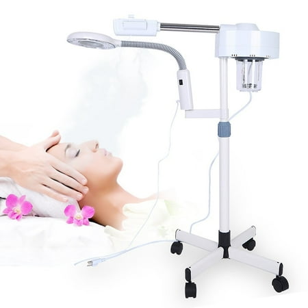 ANGGREK Steamer Lamp, 5X Magnifying Facial Steamer Lamp Hot Ozone Beauty Machine Spa Salon