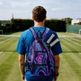 thumbnail image 5 of Pickleball Bag with Padded Back, Star Pattern PurpleBlue Multi-Compartment Paddle Backpack, Lightweight Nylon Sports Bag for Men & Women, 5 of 7