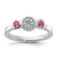thumbnail image 2 of Auriga 925 Sterling Silver Double Round Pink Tourmaline & Diamond Ring for Women Size- 7, 2 of 6