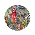 thumbnail image 2 of LADDKA 60 inch Round Beach Towel Blanket Artist Music Collage on Large Brick Wall Graffiti Urban Travel Circle Circular Towels Mat Tapestry Beach Throw, 2 of 2