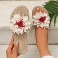 thumbnail image 4 of Dakaela Flower Flat Sandals for Women Comfortable Summer Beach Walking Slippers Arch Support Open Toe Casual Slip on Slides Beige 6.5, 4 of 7