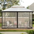 thumbnail image 1 of 10' x 13' Patio Gazebo with Mosquito Netting, Outdoor Canopy with Screen, Double Soft Roof with Heavy Duty Frame for Backyard Garden Lawn and Deck, Khaki, 1 of 8