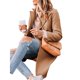 thumbnail image 3 of Abrigo de Invierno para Mujer, Estilo Casual, con Solapa de Muesca y Botonadura Sencilla Caqui M, 3 of 10