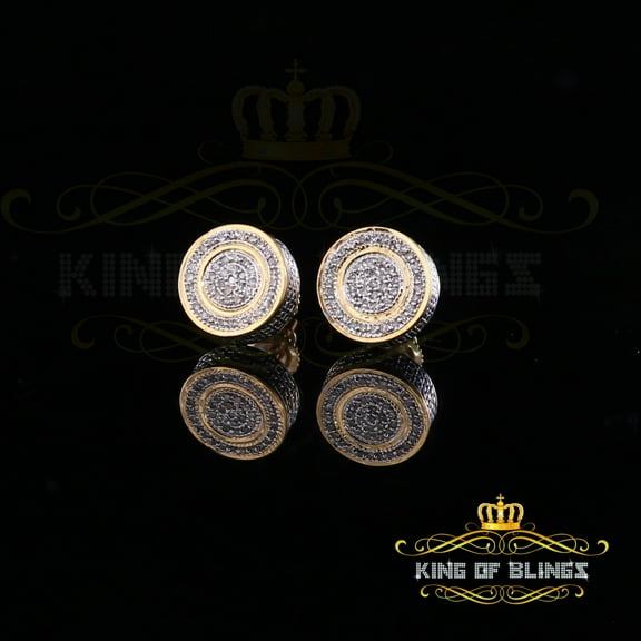 King of Bling's 10K Real Yellow Gold Real Diamond 0.25CT Men's/Women's Round Stud Micro Earring