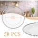 thumbnail image 2 of Paquete de 50 platos de carga transparentes a granel de plástico de 13 pulgadas con abalorio redondas, platos de servicio decorativos de grano esmerilado acrílico para bodas, fiestas, 2 of 14