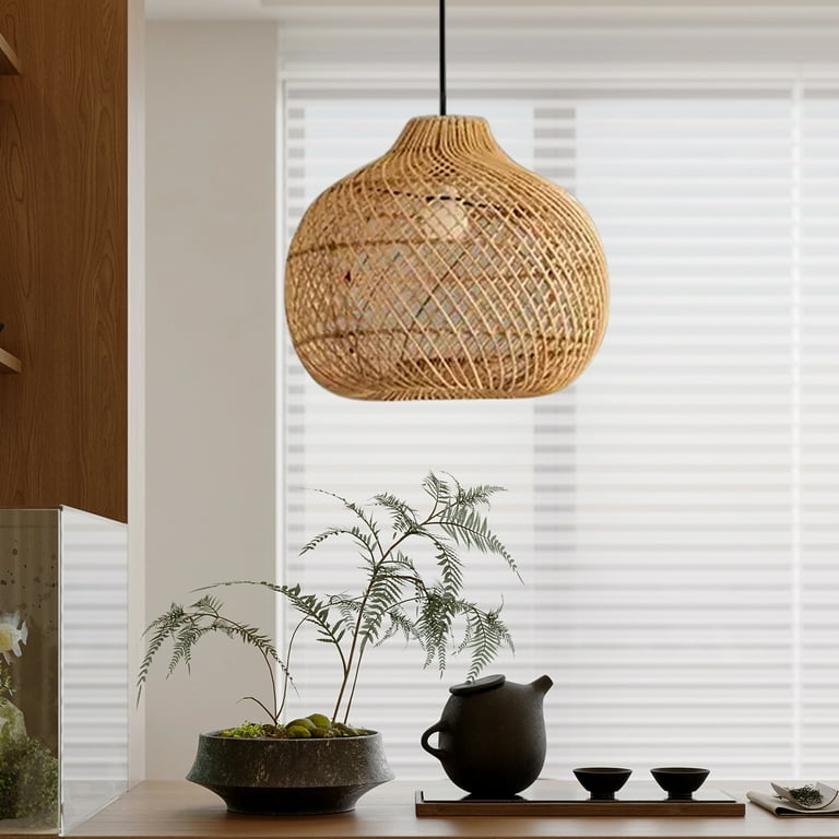 Arturesthome Rattan Pendant Lights Large Wicker Chandelier Hand Woven Boho Pendant Light Rattan Basket Hanging Light for Dining Room Kitchen Island
