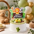 thumbnail image 4 of Jungle Animal Cake Topper,Cute Safari Cartoon Decorative Large Cake Pick with Green Leaves for Birthday Celebration and Party Supply, 4 of 7