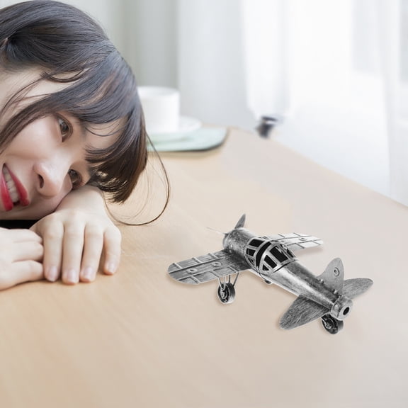 LOLIPPYY Retro Black Metal Plane Model Kit for Adults Stable Sturdy Aircraft Decor
