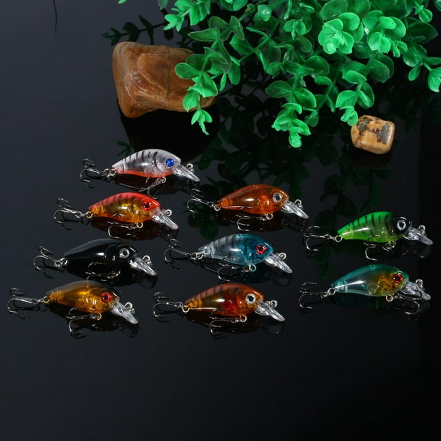 LAFGUR 3D Eyes Fish, 9pcs Plastic Fishing Lures, Small Fat Fish, For Fishing Outdoor