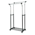 thumbnail image 1 of Mainstays Double Rod Garment Rack, Rolling Clothes Organizer, Black/Chrome, Flared Design, Adjustable Height,  Storage Long and Short Garments, 1 of 9