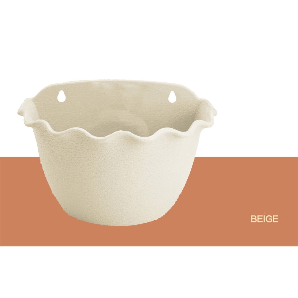 Raindrops 3-Piece Wall Hanging Planter Set, Semicircle Flowerpot for Indoor Outdoor Garden, Beige Small Decorative Plant Containers