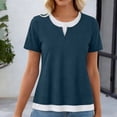 thumbnail image 6 of ZHYou 2 in 1 Layered Short Sleeve T Shirts for Women Casual Loose Fit Crew Neck Color Block Summer Tops Navy S, 6 of 6