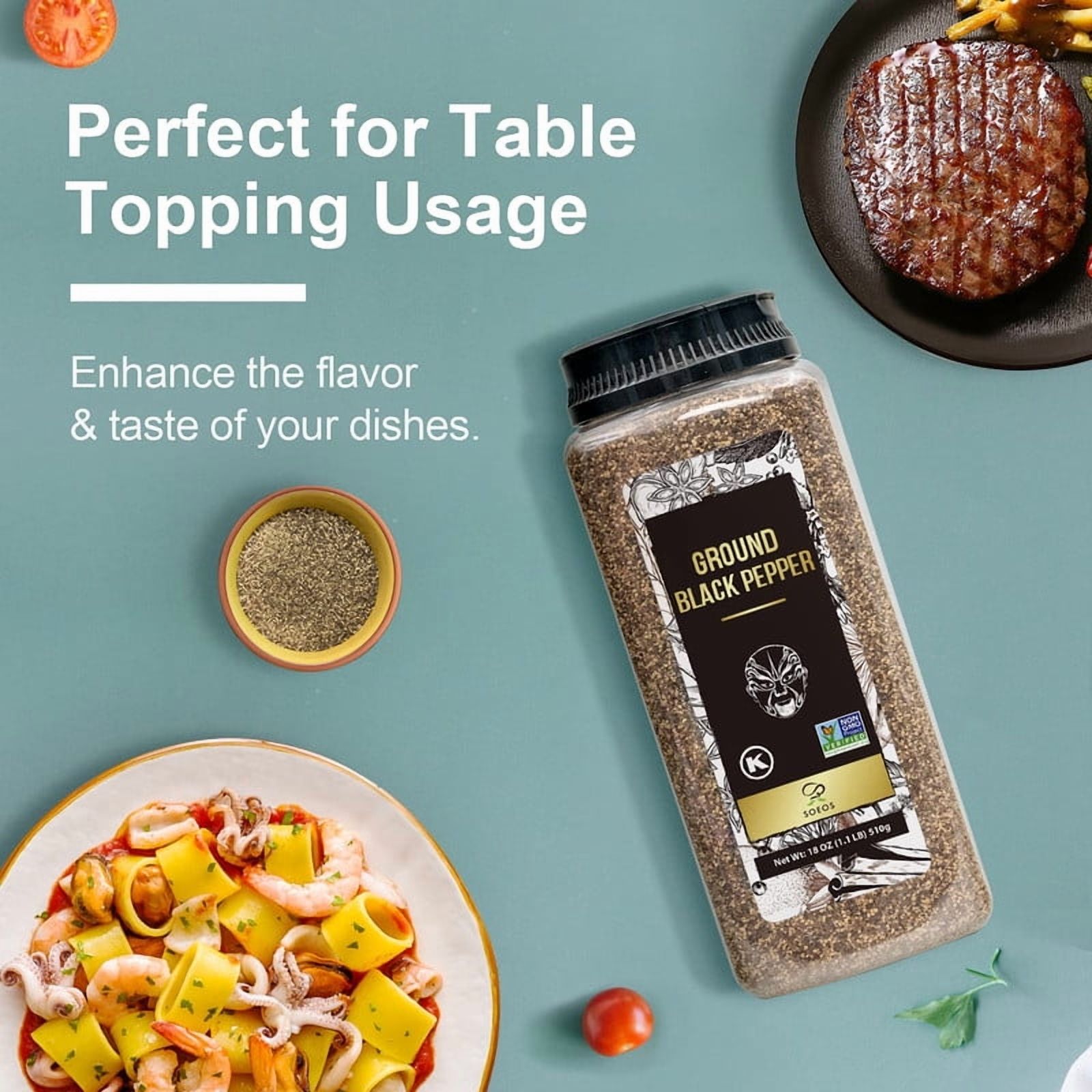 Soeos Table Ground Black Pepper - 2 Pack (36 oz Total)