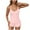 Pink, variant on Women's Ribbed Pajama Sets Polka Dots V Neck Racerback Tank Top and Shorts 2 Piece Camisole PJs Loungewear Set