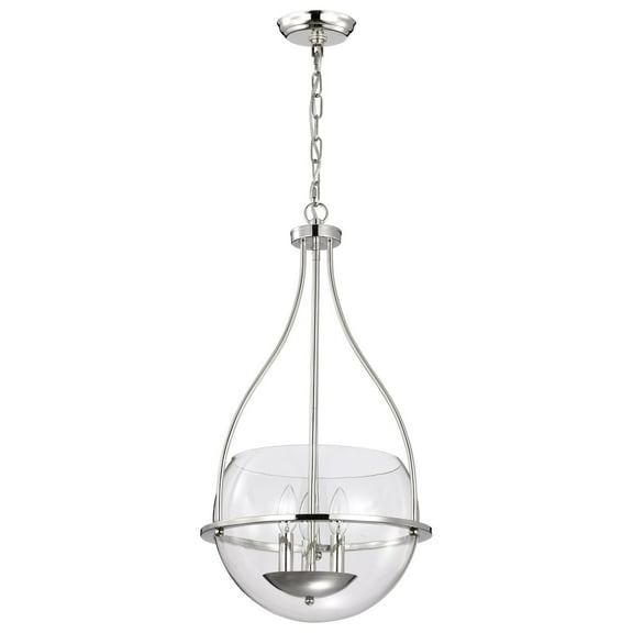 Nuvo Lighting Amado 3 Light Pendant - 14 Inches - Polished Nickel Finish - Clear Glass - Polished Nickel