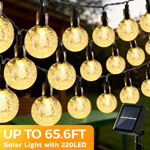 LED Solar String Lights Outdoor Crystal Ball String Light 8 Modes Lighting Solar Camping Lamp for Halloween Christmas Decoration