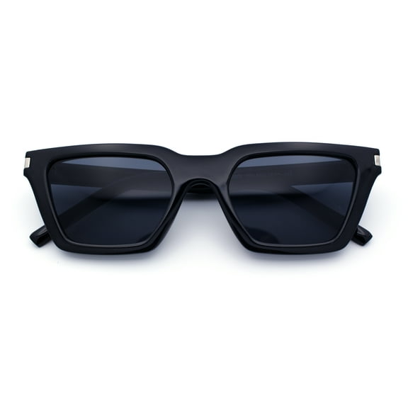 Womens Retro Triangular Rectangle Squared Cat Eye Plastic Sunglasses All Black