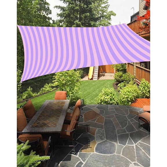 Outdoor Sun Shade Sail 12'x16', Purple Pink Patio Beach Shade Canopy Cloth Waterproof, Geometric Vertical Striped Solid Rainbow TearResistant & UV Protection Sun Sail for Backyard Garden Deck