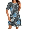 thumbnail image 2 of ITSAME Womens Shirt Dress, Boho Floral Short Sleeve Crew Neck Summer Beach Sundress Multicolor S, 2 of 5