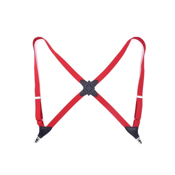 Minnieouse Hombres Mujeres Brace Moda coreana Fácil de combinar Universal Elegante Color sólido Elástico Tirantes traseros con 2 clips Accesorios de disfraces Rojo