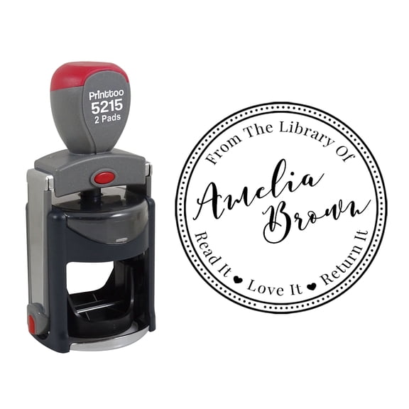 Printtoo Roound Personalized Black Self Inking Library Stamp Custom Read It Love It Return It Rubber Stamper-45 mm