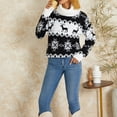 thumbnail image 2 of Liacowi Women Juniors Christmas Knitted Sweater Long Sleeve Jacquard Reindeer Tree Snowflake Turtleneck Pullover Retro Jumpers Tops Fall Loose Knitwear for Teen, 2 of 9