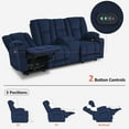 thumbnail image 5 of MCombo Power Reclining Sofa w/ Console and Massage USB Ports for Living Rooom Navy Blue Fabric 6035, 5 of 8