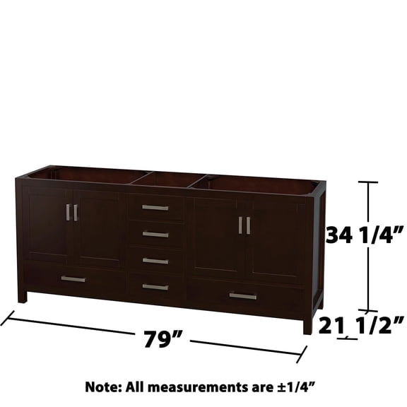 Wyndham Collection Sheffield 79" Wood Double Bathroom Vanity in Espresso/Chrome