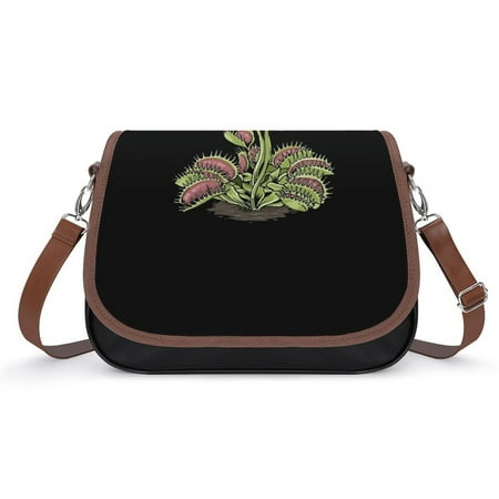 Venus Fly Trap Tshirt Carnivorous Plant Vintage Crossbody Bag for Women Medium Leather Hobo Bags Shoulder Bag Classic City Leather Satchels