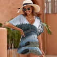 thumbnail image 5 of Lakeside Forest Serenity Beach Cover Ups Women V Neck Short Sleeve Dress Coverups Beachwear, 5 of 6