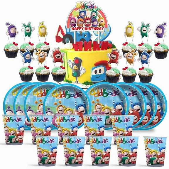 oddbods Free Birthday Cups Party Supplies Plates Fans Decorations Cake Topper Decor