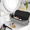thumbnail image 5 of Hair Tools Storage with Heat Resistant Mat- Black and White Horizontal Stripes Printed Curling Iron Travel Bag/Flat Iron Case for Women, 5 of 8
