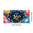 thumbnail image 1 of Blue Backdrop Happy 16th Birthday Banner with Balloons Stars and Hearts Party Decors Photography Props for Birthday Party Celebration Photo Booth Setup, 1 of 3
