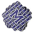 thumbnail image 2 of Letter M Football Purple and White Foam Coaster Set of 4, 2 of 3