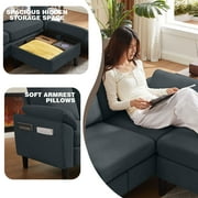 Soscana Living Room Furniture Set, 3 Seater Sectional Sofa with Storage Ottoman and Loveseat, Modern Sofa Couch Love Seat for Living Room Apartment Studio Office