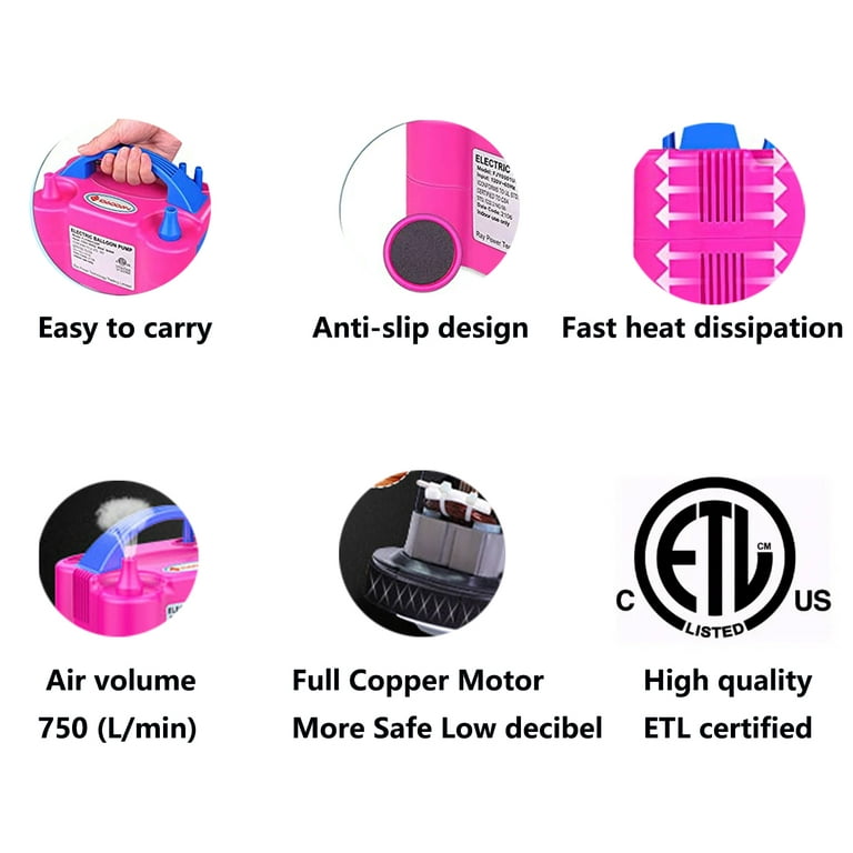 Electric Air Balloon Pump, AGPTEK 110V 600W Rose Red Portable  Dual Nozzle Inflator/Blower for Party Decoration : Childrens Party  Decorations : Sports & Outdoors