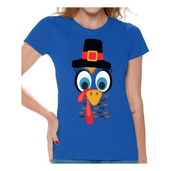 Awkward Styles Turkey Shirt for Women Thanksgiving Turkey Face T-Shirt