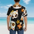 thumbnail image 6 of Haiem Cat Skulls and Flowers Printed Hawaiian Shirt for Men - Men’s Casual Beach Summer Shirts - Stretch Fabric with Modern Fit-Medium, 6 of 9